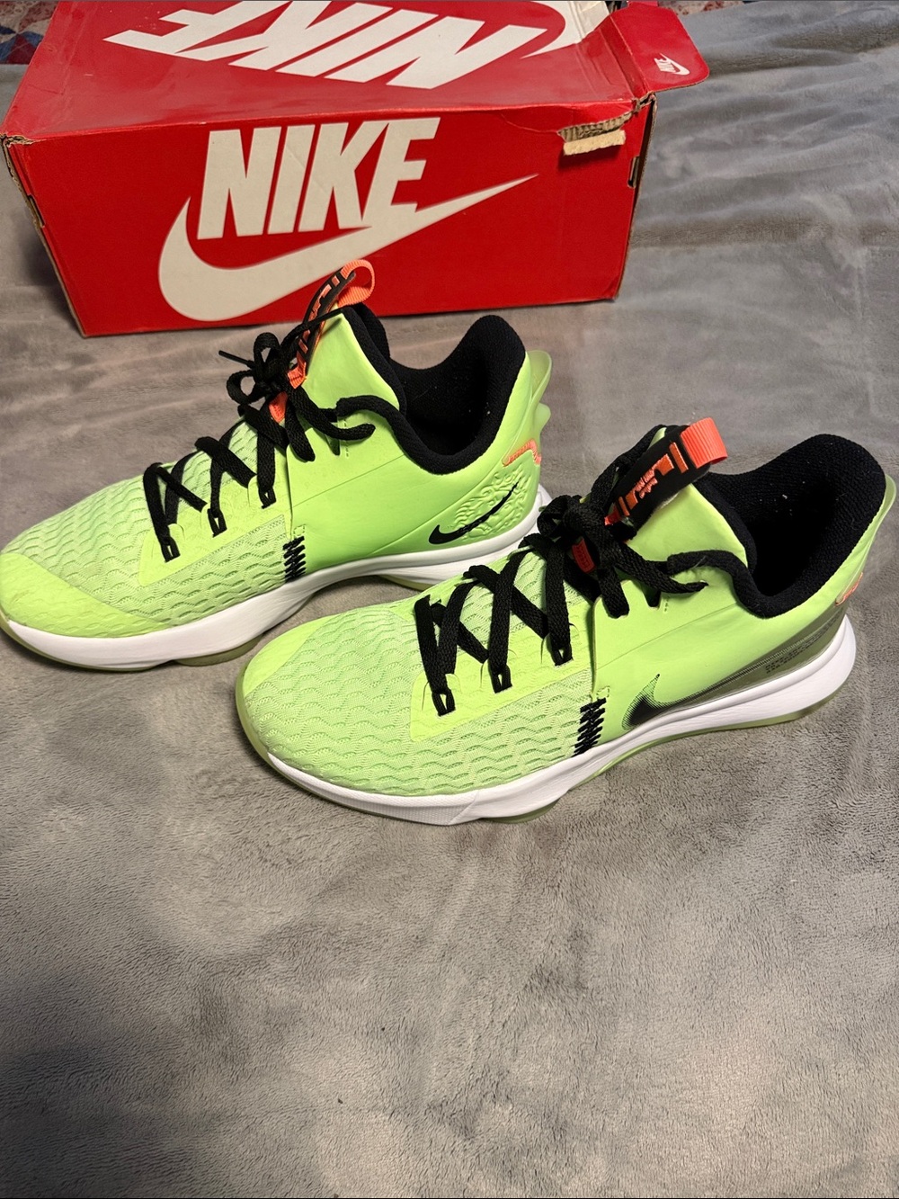 Nike men Neon Green and Black Athletic Sneakers with Orange Tabs